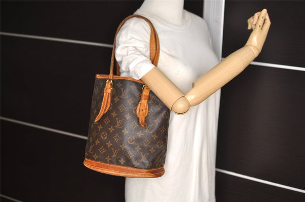 Authentic Louis Vuitton Monogram Bucket PM Shoulder Tote Bag M42238 Junk 4243I