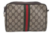 Authentic GUCCI Web Sherry Line Clutch Hand Bag GG PVC Leather Brown Junk 4243J