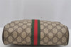 Authentic GUCCI Web Sherry Line Clutch Hand Bag GG PVC Leather Brown Junk 4243J