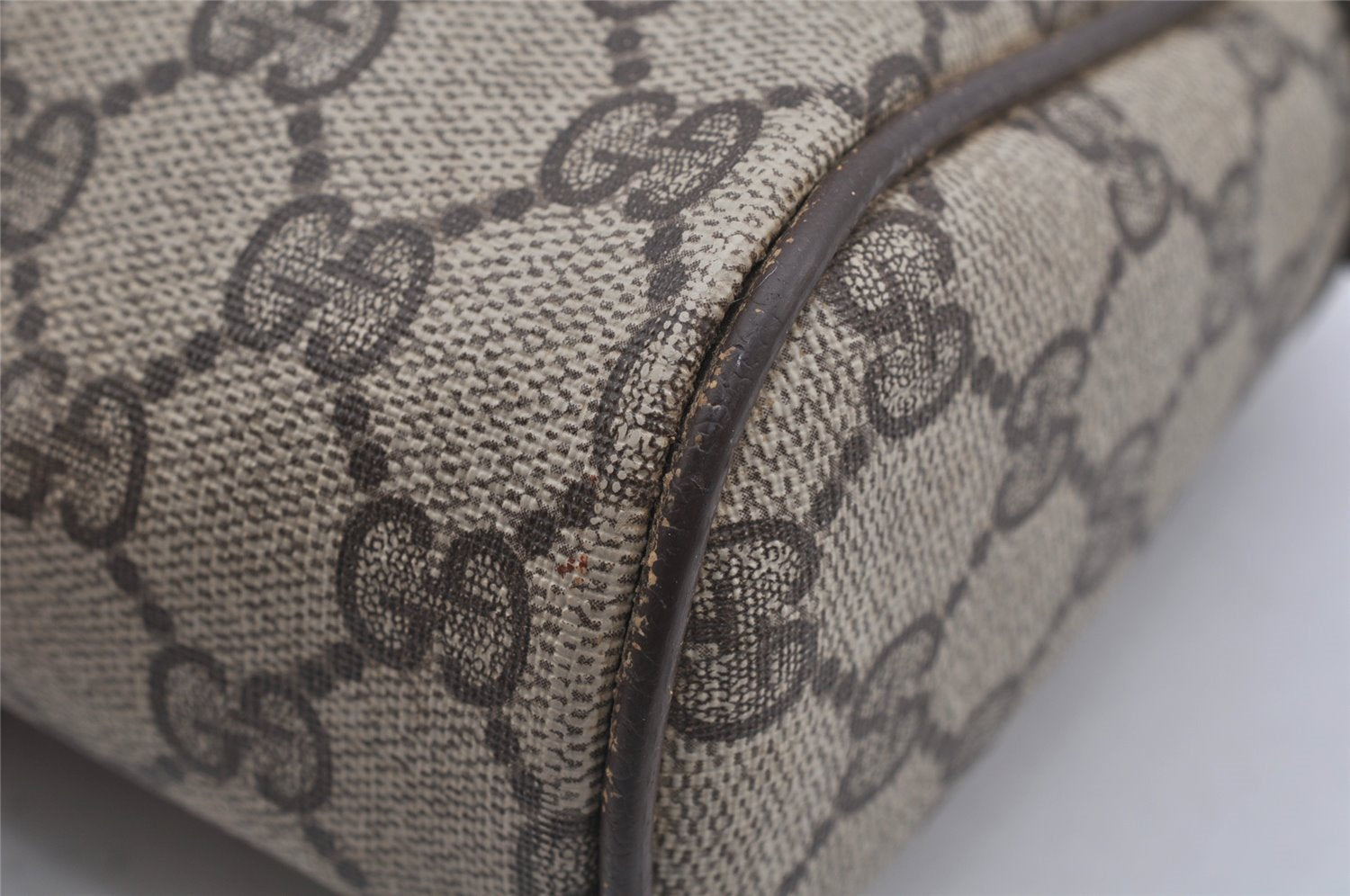 Authentic GUCCI Web Sherry Line Clutch Hand Bag GG PVC Leather Brown Junk 4243J
