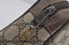 Authentic GUCCI Web Sherry Line Clutch Hand Bag GG PVC Leather Brown Junk 4243J