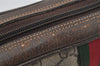 Authentic GUCCI Web Sherry Line Clutch Hand Bag GG PVC Leather Brown Junk 4243J
