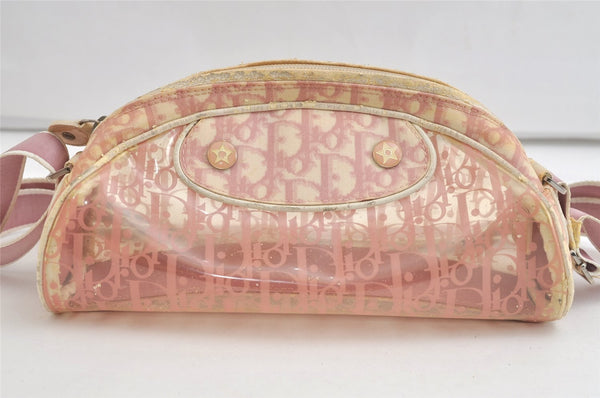 Authentic Christian Dior Trotter Shoulder Cross Bag Vinyl PVC Pink Junk 4243K