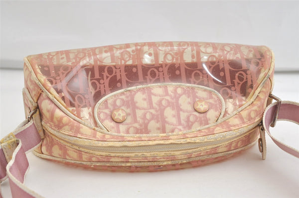 Authentic Christian Dior Trotter Shoulder Cross Bag Vinyl PVC Pink Junk 4243K