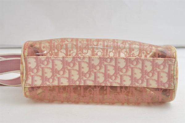 Authentic Christian Dior Trotter Shoulder Cross Bag Vinyl PVC Pink Junk 4243K