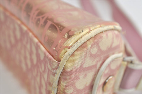 Authentic Christian Dior Trotter Shoulder Cross Bag Vinyl PVC Pink Junk 4243K