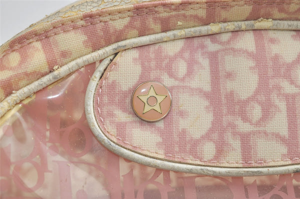 Authentic Christian Dior Trotter Shoulder Cross Bag Vinyl PVC Pink Junk 4243K