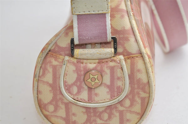 Authentic Christian Dior Trotter Shoulder Cross Bag Vinyl PVC Pink Junk 4243K