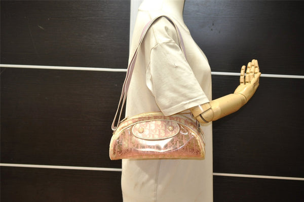 Authentic Christian Dior Trotter Shoulder Cross Bag Vinyl PVC Pink Junk 4243K