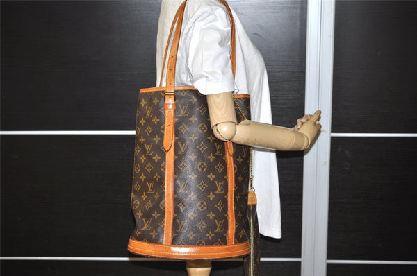 Authentic Louis Vuitton Monogram Bucket GM Shoulder Tote Bag M42236 Junk 4246I