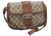 Authentic GUCCI Vintage Shoulder Cross Body Bag Purse GG PVC Leather Brown 4246K
