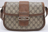 Authentic GUCCI Vintage Shoulder Cross Body Bag Purse GG PVC Leather Brown 4246K