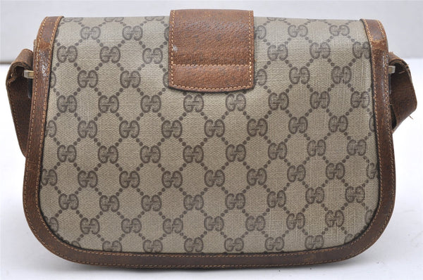 Authentic GUCCI Vintage Shoulder Cross Body Bag Purse GG PVC Leather Brown 4246K