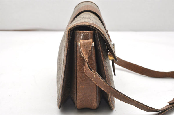 Authentic GUCCI Vintage Shoulder Cross Body Bag Purse GG PVC Leather Brown 4246K