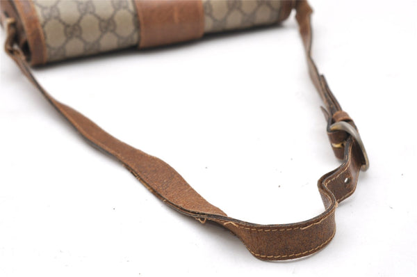 Authentic GUCCI Vintage Shoulder Cross Body Bag Purse GG PVC Leather Brown 4246K