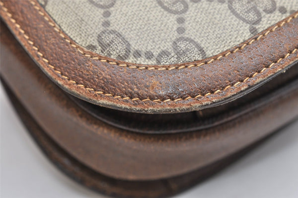Authentic GUCCI Vintage Shoulder Cross Body Bag Purse GG PVC Leather Brown 4246K