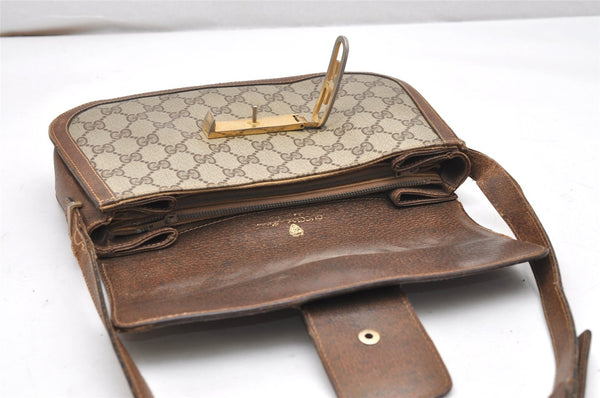Authentic GUCCI Vintage Shoulder Cross Body Bag Purse GG PVC Leather Brown 4246K