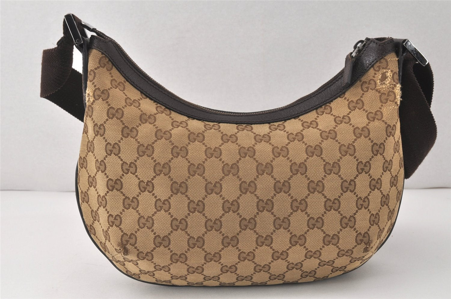 Authentic GUCCI Shoulder Cross Body Bag GG Canvas Leather 181092 Brown 4247K