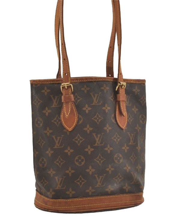 Authentic Louis Vuitton Monogram Bucket PM Shoulder Tote Bag M42238 Junk 4249J