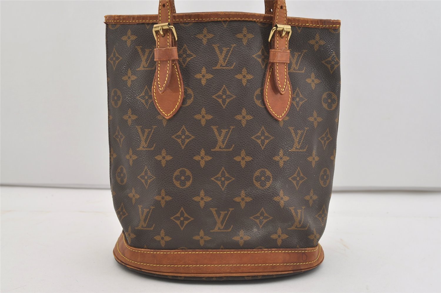Authentic Louis Vuitton Monogram Bucket PM Shoulder Tote Bag M42238 Junk 4249J