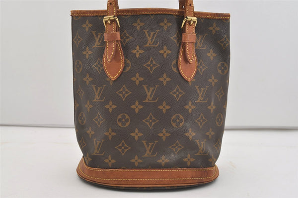 Authentic Louis Vuitton Monogram Bucket PM Shoulder Tote Bag M42238 Junk 4249J
