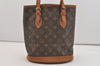 Authentic Louis Vuitton Monogram Bucket PM Shoulder Tote Bag M42238 Junk 4249J