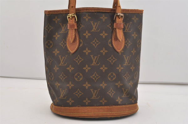 Authentic Louis Vuitton Monogram Bucket PM Shoulder Tote Bag M42238 Junk 4249J