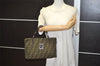 Authentic FENDI Vintage Zucca Hand Tote Bag Purse Canvas Leather Brown 4251J