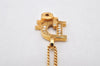 Auth Christian Dior Gold Tone Rhinestone Chain Pendant Necklace CD Box 4251K