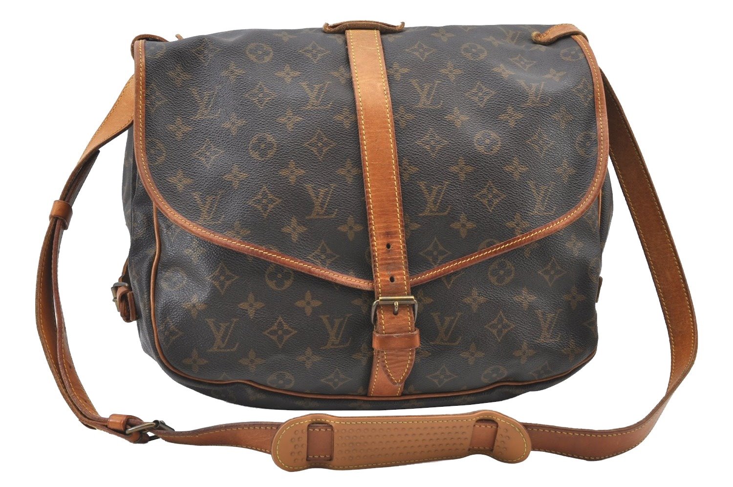 Authentic Louis Vuitton Monogram Saumur 35 Shoulder Cross Bag M42254 LV 4252I
