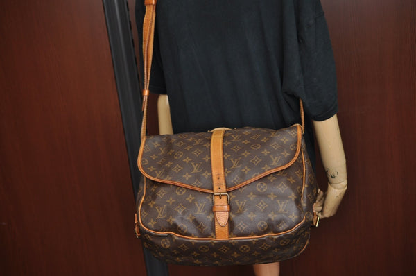 Authentic Louis Vuitton Monogram Saumur 35 Shoulder Cross Bag M42254 LV 4252I