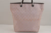 Authentic GUCCI Vintage Shoulder Tote Bag GG Canvas Leather 31243 Pink 4252J