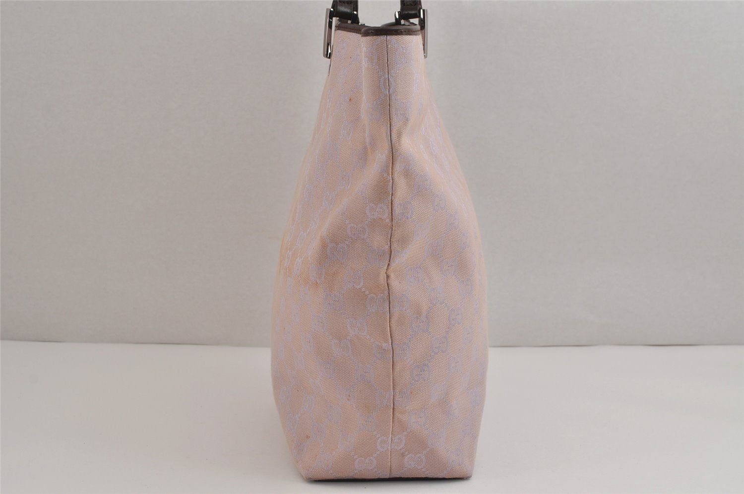 Authentic GUCCI Vintage Shoulder Tote Bag GG Canvas Leather 31243 Pink 4252J