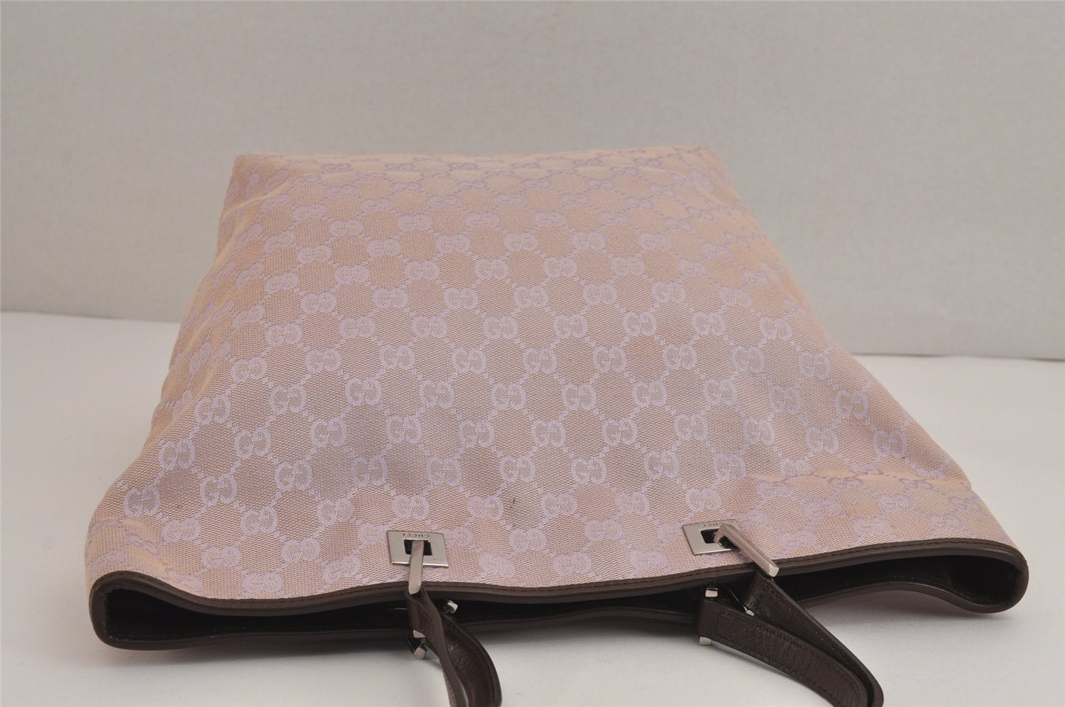 Authentic GUCCI Vintage Shoulder Tote Bag GG Canvas Leather 31243 Pink 4252J