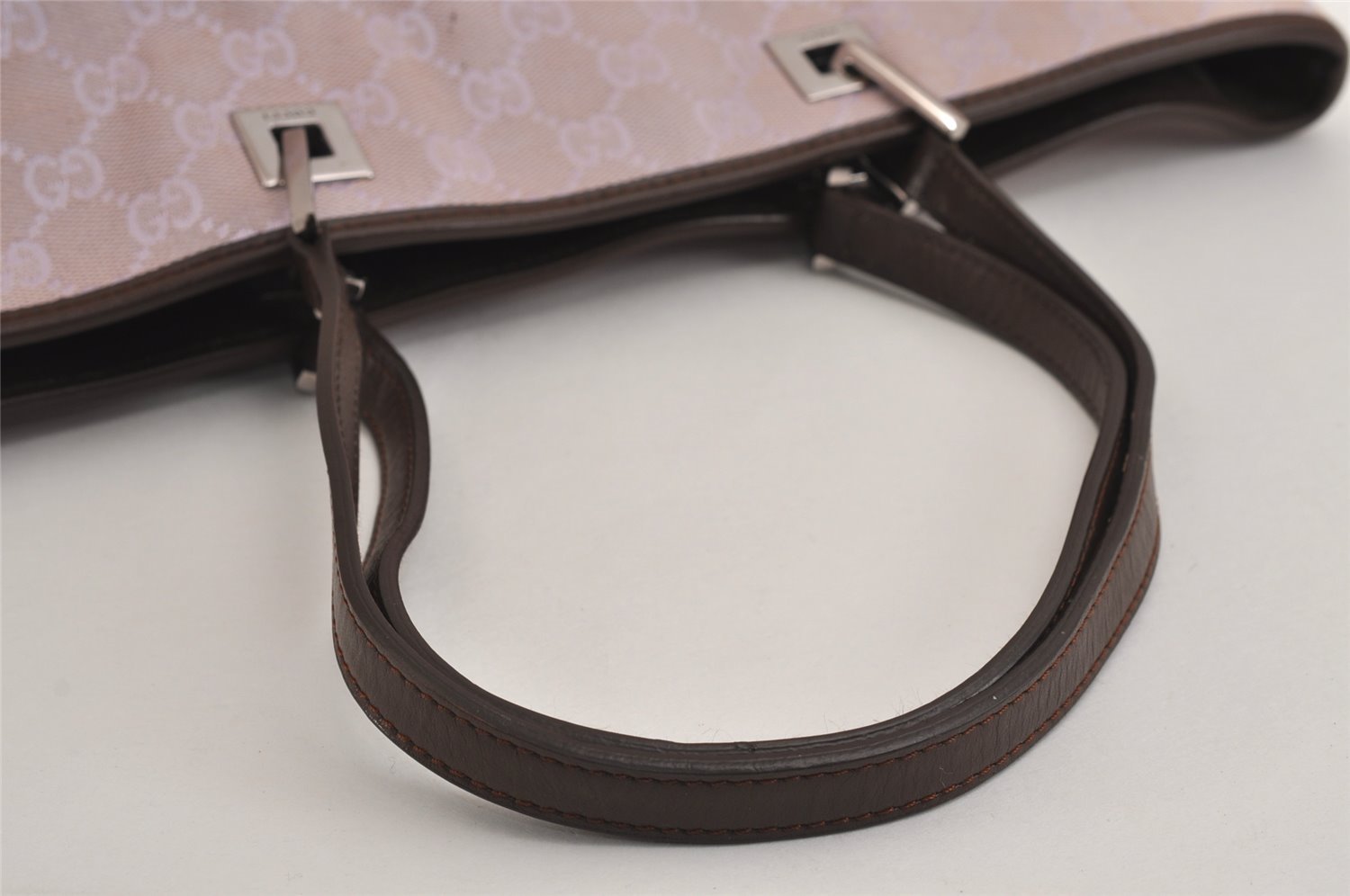 Authentic GUCCI Vintage Shoulder Tote Bag GG Canvas Leather 31243 Pink 4252J