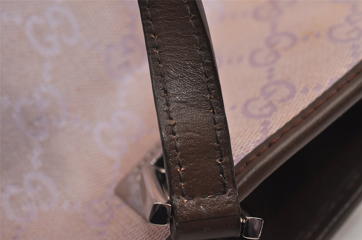 Authentic GUCCI Vintage Shoulder Tote Bag GG Canvas Leather 31243 Pink 4252J