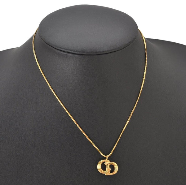 Authentic Christian Dior Gold Tone Chain Pendant Necklace CD 4252K