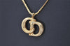 Authentic Christian Dior Gold Tone Chain Pendant Necklace CD 4252K