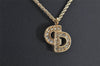 Authentic Christian Dior Gold Tone Chain Rhinestone Pendant Necklace CD 4254K