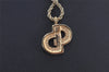 Authentic Christian Dior Gold Tone Chain Rhinestone Pendant Necklace CD 4254K