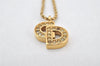 Authentic Christian Dior Gold Tone Chain Rhinestone Pendant Necklace CD 4254K