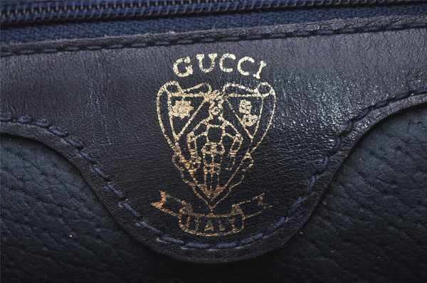 Authentic GUCCI Shoulder Cross Body Bag Purse GG PVC Leather Navy Blue 4255I