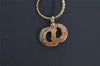 Authentic Christian Dior Gold Tone Rhinestone Chain Pendant Necklace CD 4255K