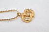 Authentic Christian Dior Gold Tone Rhinestone Chain Pendant Necklace CD 4255K