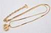 Authentic Christian Dior Gold Tone Rhinestone Chain Pendant Necklace CD 4255K