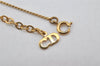 Authentic Christian Dior Gold Tone Rhinestone Chain Pendant Necklace CD 4255K