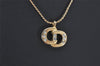 Authentic Christian Dior Gold Tone Rhinestone Chain Pendant Necklace CD 4256K