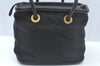 Authentic CELINE Vintage Shoulder Hand Bag Nylon Leather Purse Black 4257I