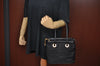 Authentic CELINE Vintage Shoulder Hand Bag Nylon Leather Purse Black 4257I