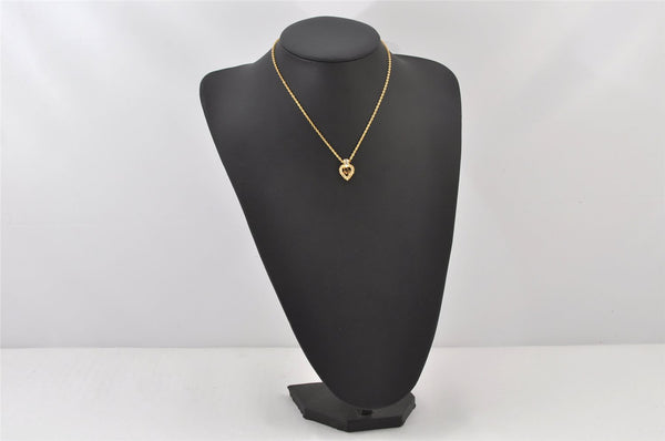 Authentic Christian Dior Gold Tone Chain Rhinestone Pendant Necklace CD 4257K